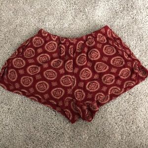 Brandy Melville Red Circular Pattern Shorts